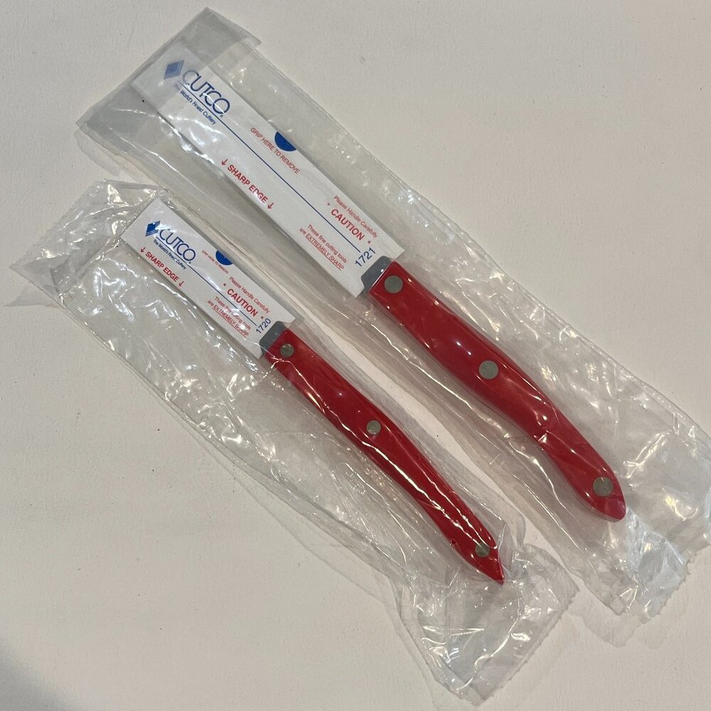 CUTCO Salad Mates #1820 (1721 Trimmer & 1720 Paring knife) Red Handles
